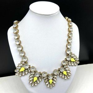 J CREW Yellow Clear Rhinestone Statement Necklace